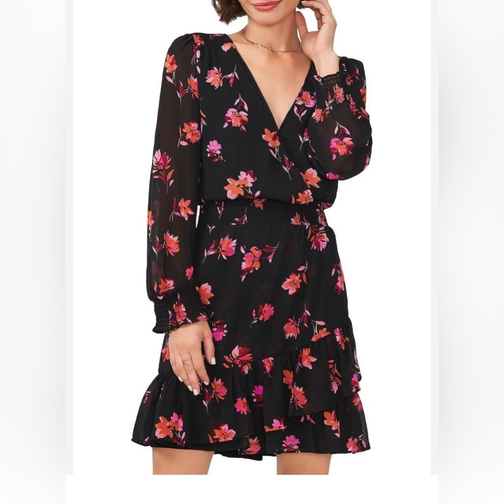 Vince Camuto Womens Smocked Mini Fit & Flare Dress